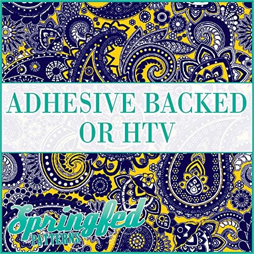 Navy Blue & Athletic Gold PAISLEY Pattern #1 Heat Transfer or Adhesive Vinyl CHOOSE YOUR SIZE! Paisley Pattern