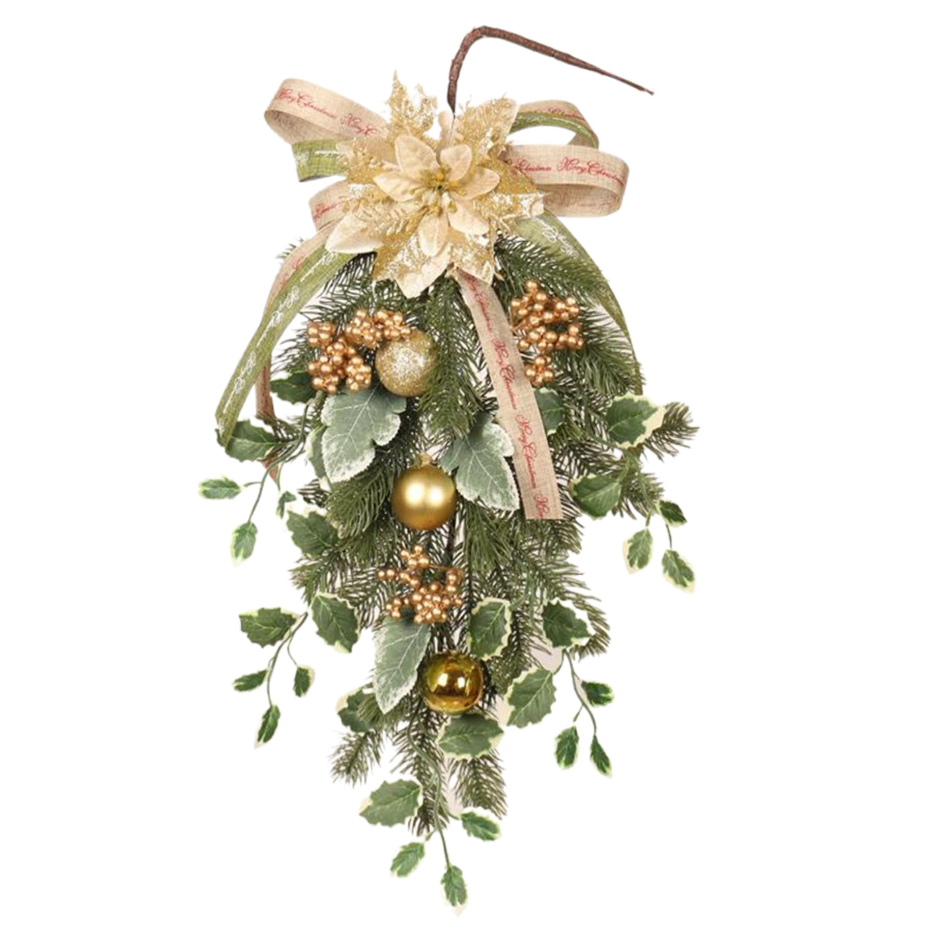 Décorations de Noël haut de gamme larme artificielle dorée aux finitions luxueuses