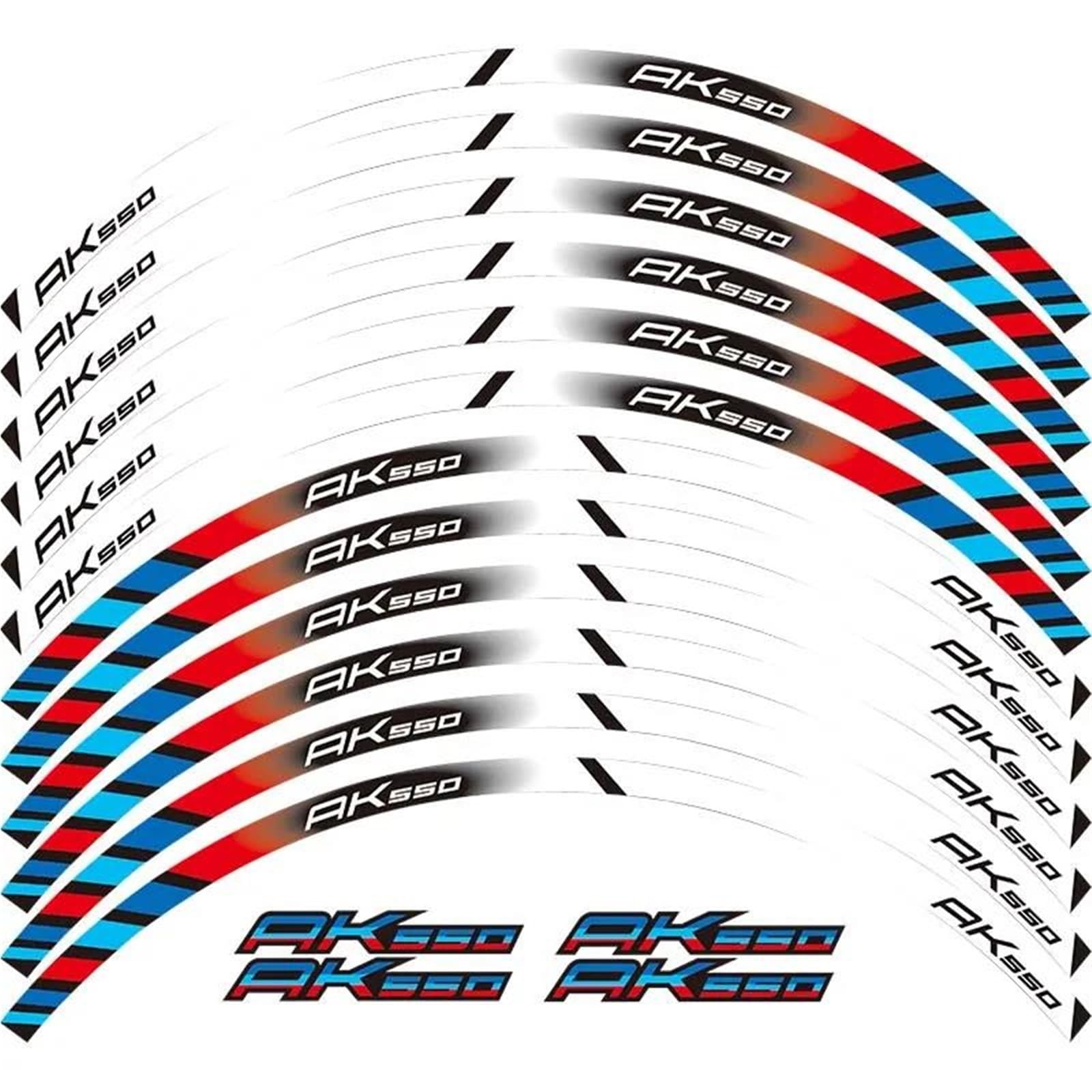 1 Set of Motorcycle Accessories Wheel Stickers Stripes Reflective Rim for Kymco AK550 Ak 550(Style 1)