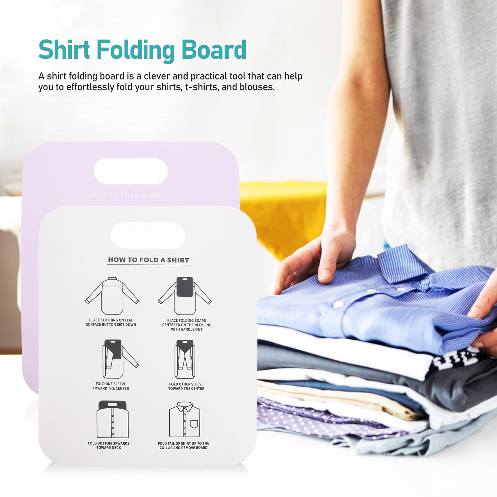 Cabilock Lot de 6 planches à vêtements pliantes pour vêtements, pantalons pliants pour chemise, pantalon, planche pliante en plastique, modèle de formulaire de chemise, doublure de vêtements de voyage