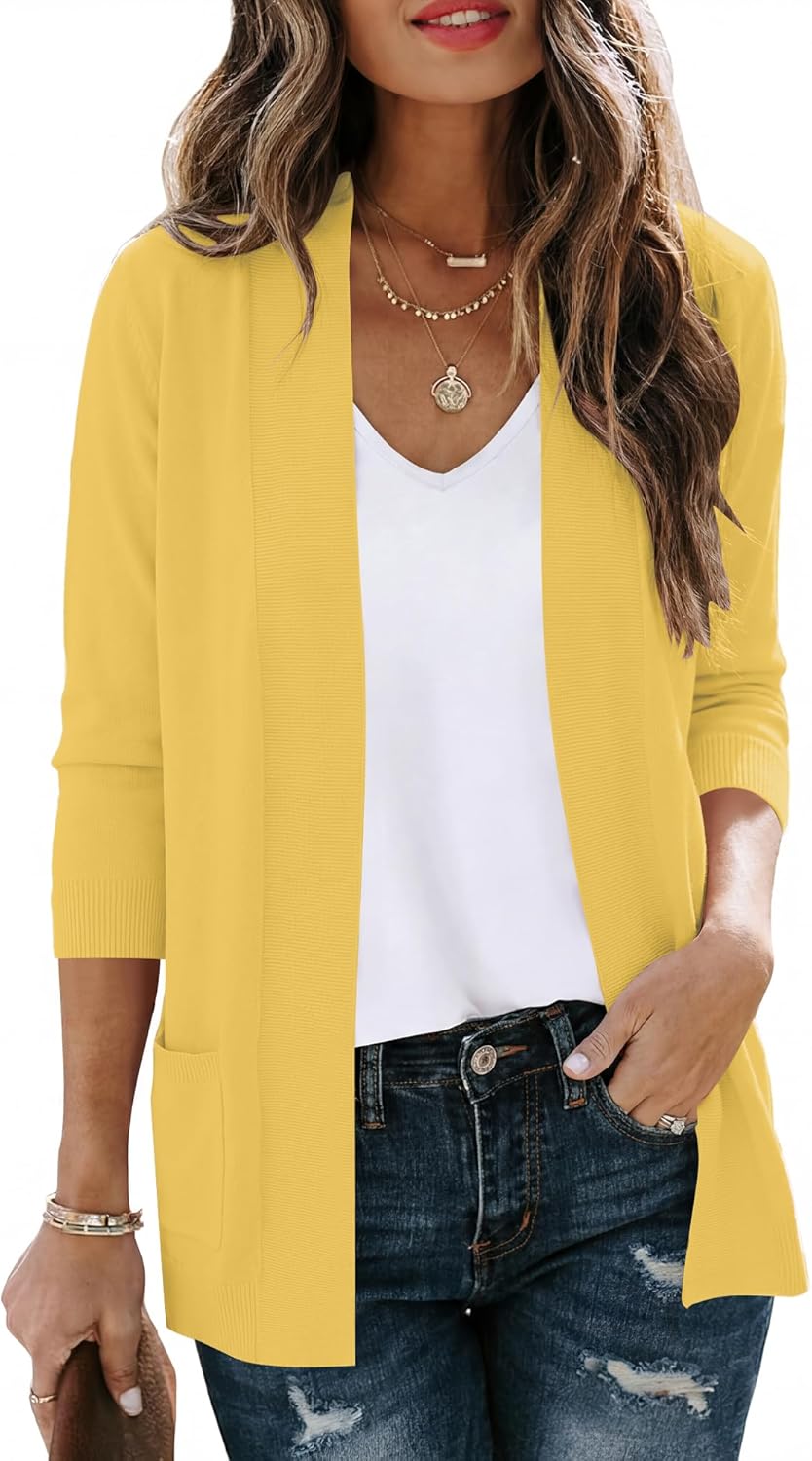 CRAZY GRID Women's Casual Cardigans with Pockets Lightweight Open Front Cardigan Sweaters Dressy Knit Outfits Plain Color - Image 4