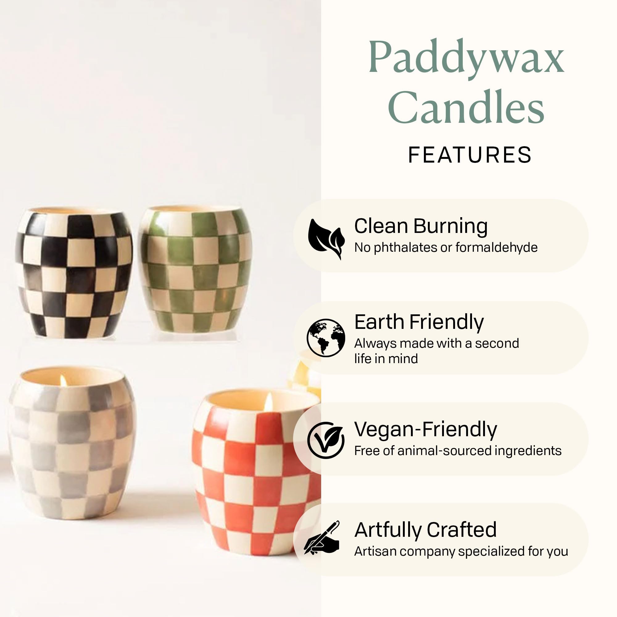 Paddywax Checkmate Artisan ręcznie nalewana świeca zapachowa, 325 ml, lawendowa mimoza