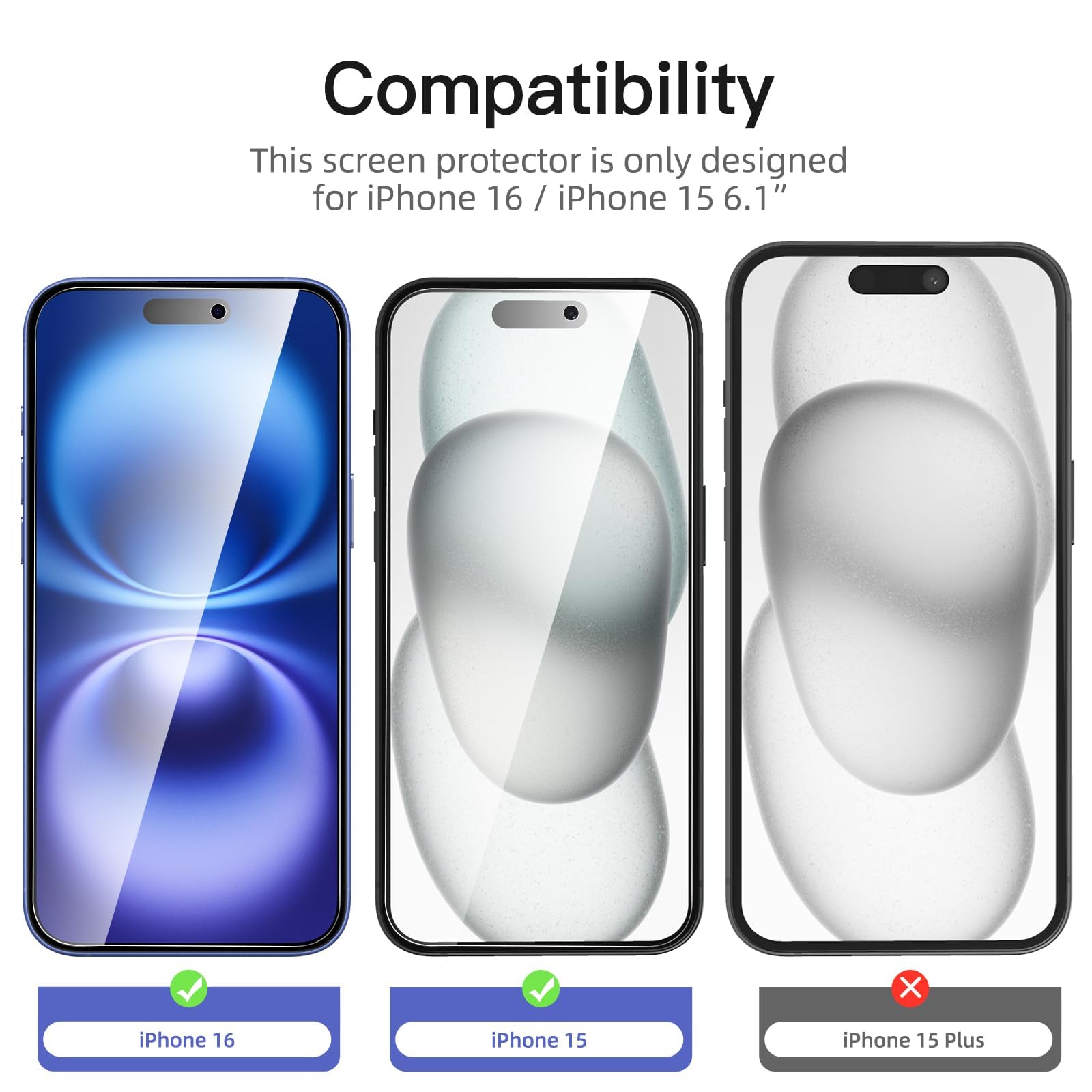 NEW'C 3 Sztuki, Prywatność Ochraniacz Ekranu dla iPhone 16, iPhone 15 (6,1 cala), Antyszpieg Folia ochronna ze szkła hartowanego odporność na zarysowania - Zawiera narzędzie ułatwiające montaż