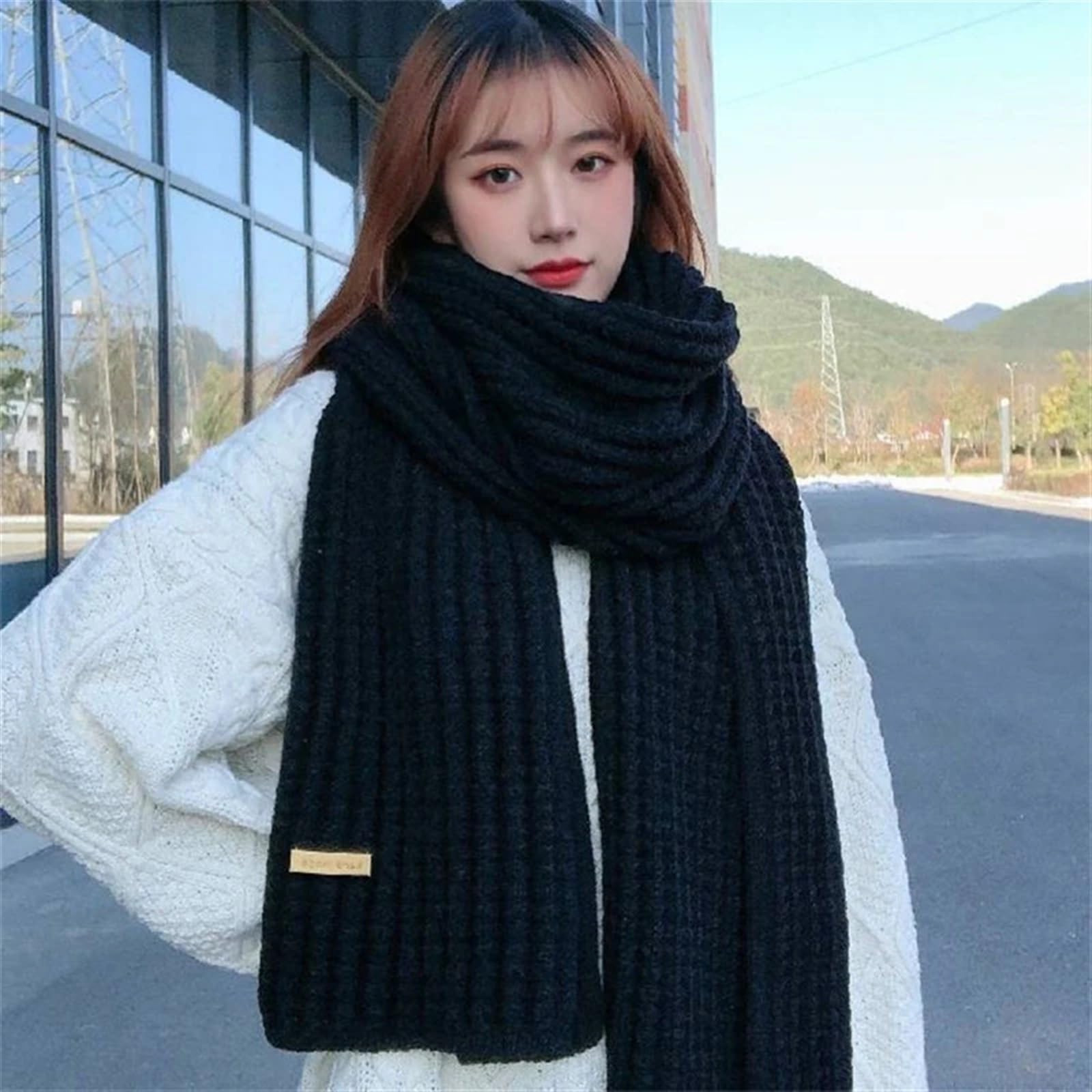 Uomo Donna Inverno Maglia Termico Scaldacollo Tubolare Esterno Sci Moto Sciarpa Ispessimento Copricollo Sciarpa Autunno Calda(Red1)