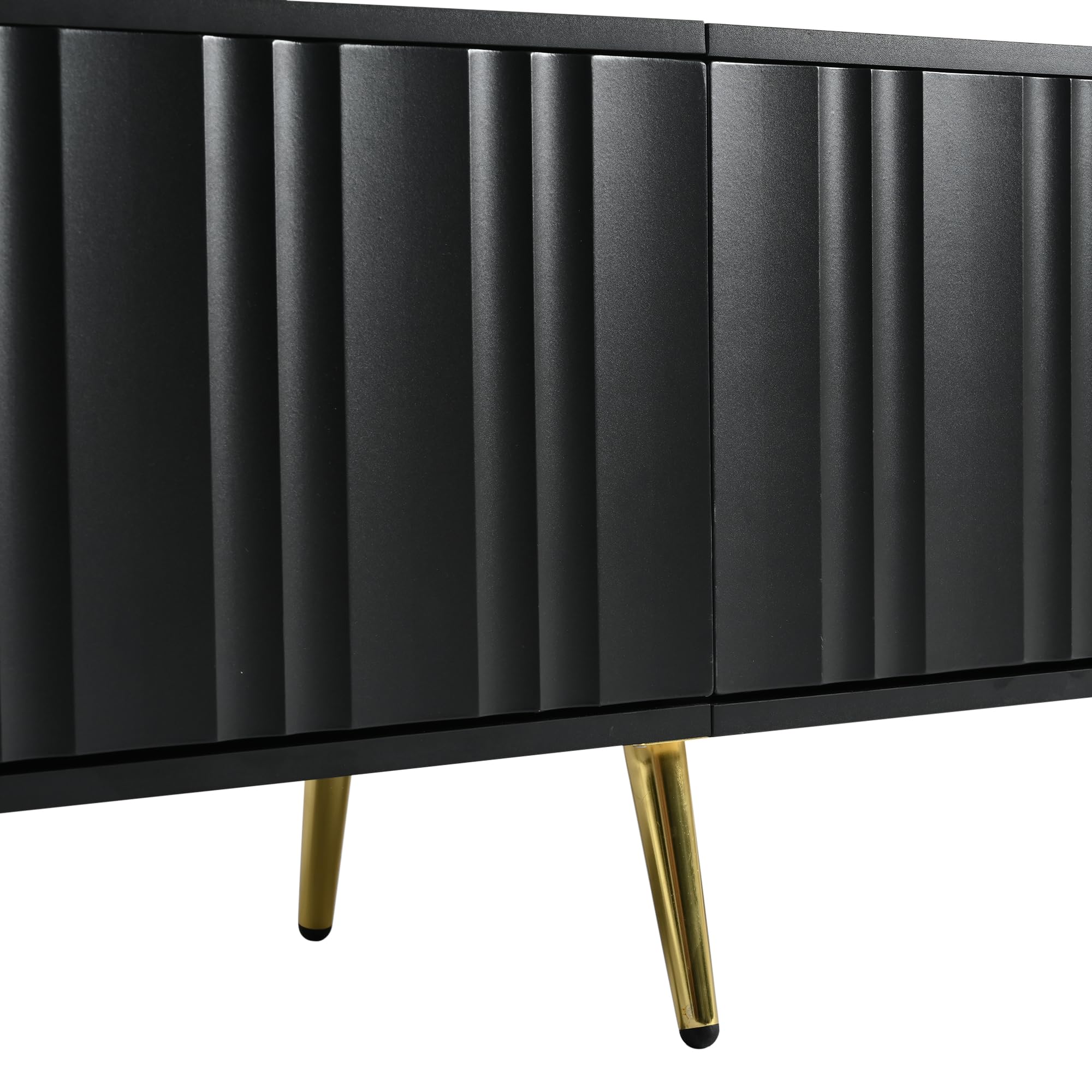 Mobile TV nero, per soggiorno, 190 cm (lunghezza) x 38 cm (larghezza) x 48 cm (altezza), gambe dorate