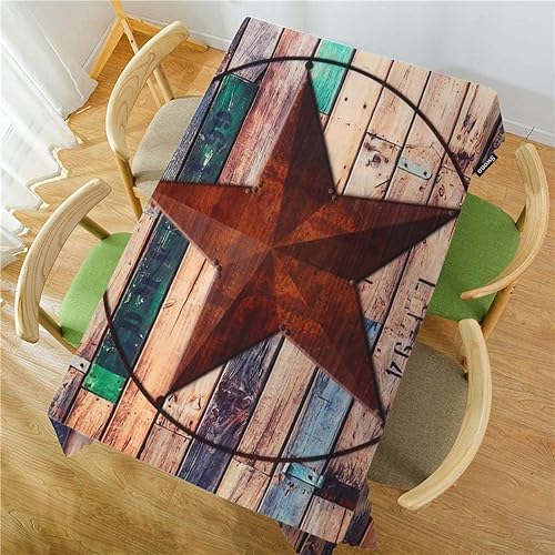 Miniatura 2 de Swono Mantel rectangular de madera de Texas con diseño de granero y estrellas de Texas para el hogar, cocina, restaurante, fiesta, bufé, picnic, 50