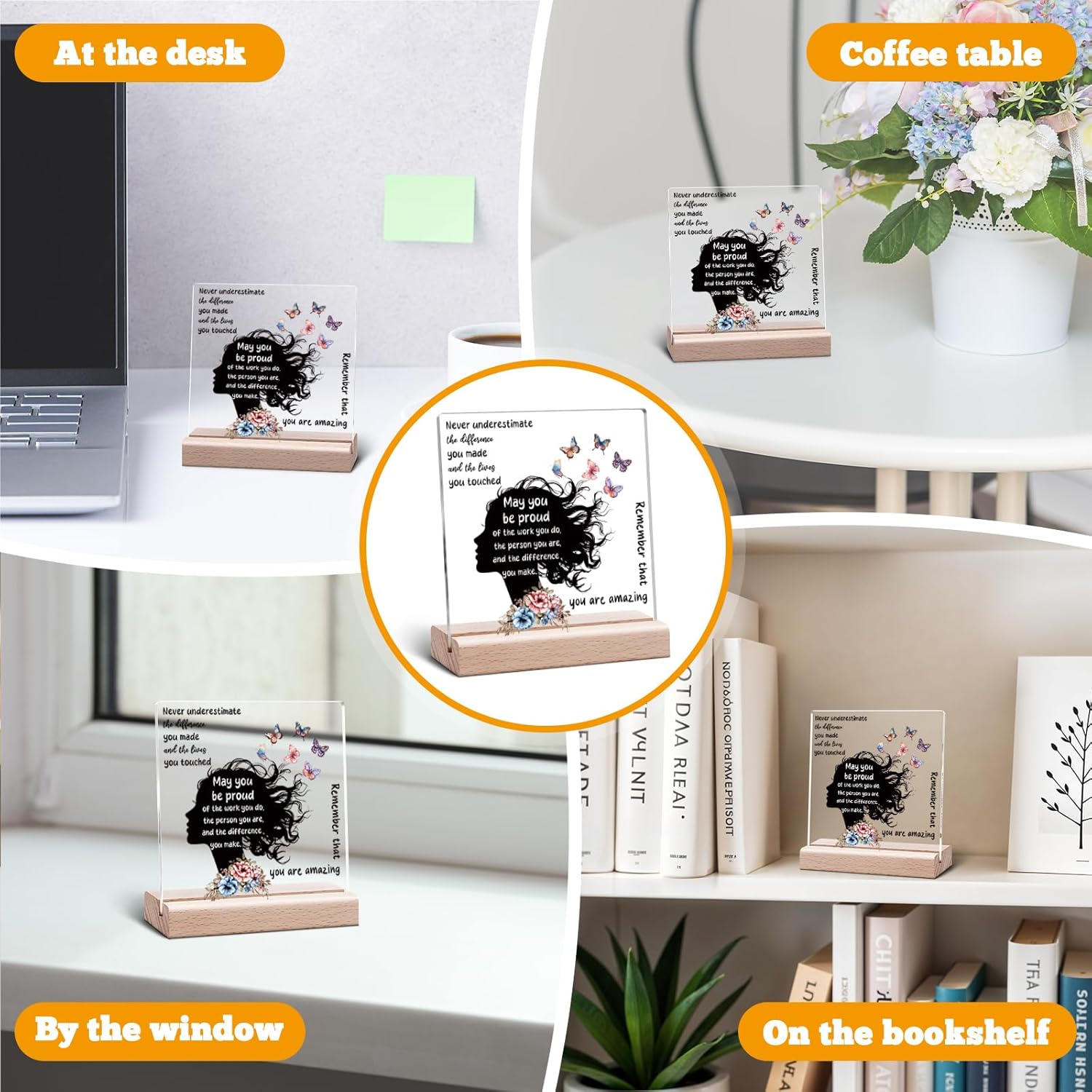 Inspirational Clear Desk Sign for Women Teachers Coworkers Desk Sign for Office Thank You Gifts for Coworkers Employee Friend Motivational Office Home Signs Decor Farewell Retirement Decor Gift - Image 5