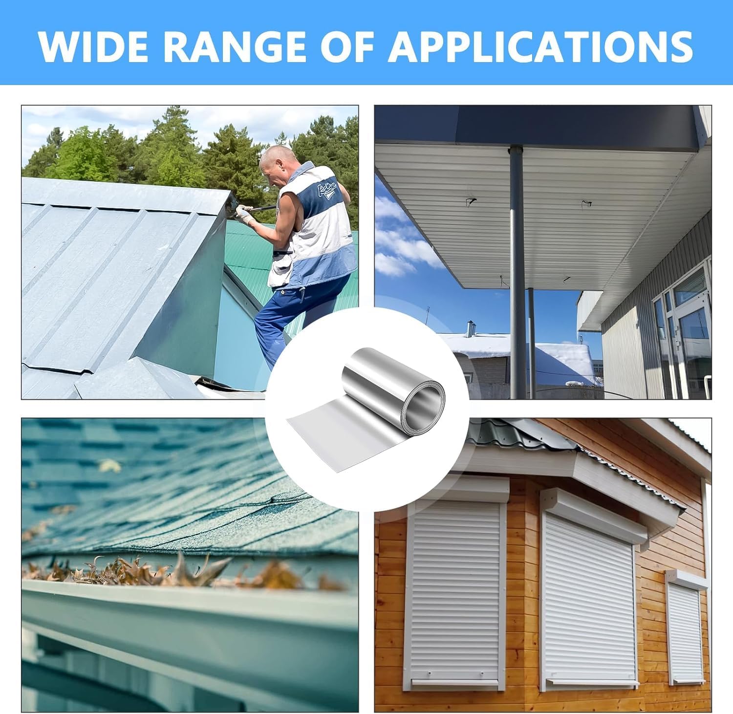 Roof flashing,304 Stainless Steel Flashing Roll,Metal Roof Flashing for Sealing Windows Doors,for Arts Crafts Project and DIY Laboratory materials,Thickness 0.1mm(Size:16.40ft(5m),Color:1.96ft（0.6m）)