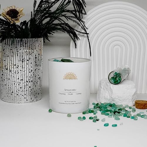Miniatura 3 de ava concept - Velas de cristal perfumadas - Vela de aromaterapia de higuera y mar arenoso con amazonita para mujer - Velas de soja para meditación