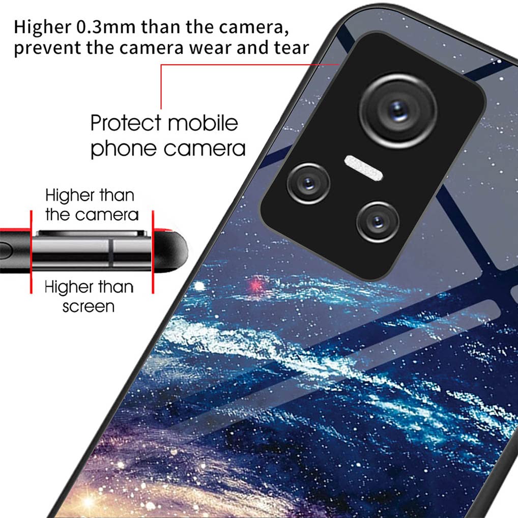 HAOYE Custodia Per Realme GT Neo 3 (GT Neo3) Con Retro In Vetro Temperato E Motivi Eleganti - Bumper In Morbido TPU, Ultra Sottile, Antiurto, Protezione Angoli, Supporta Ricarica Wireless, Luna Misteriosa - 4