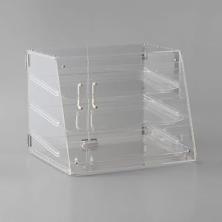 YBSVO 3-Tier Commercial Bakery Display Case, 21-Inch Clear Acrylic Countertop Pastry Showcase with Removable Trays, Food-Grade Dessert Cabinet with Magnetic Back Doors for Cafe, Market, Home