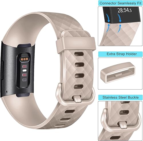 Miniatura 4 de VANCLE Correas para Fitbit Charge 4  Fitbit Charge 3  Charge 4 SECharge 3 SE para mujeres y hombres, 4 correas deportivas de silicona de repuesto