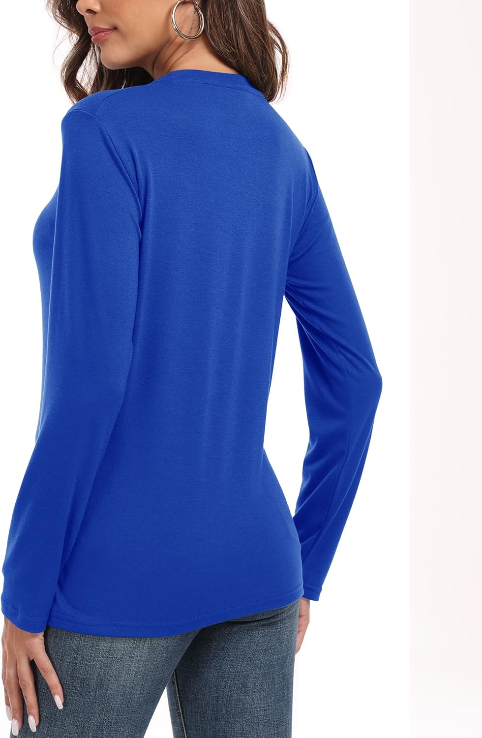PRIMODA Women's Crew Neck Long Sleeve Shirts Basic Loose Fit Layering Tops - Image 4