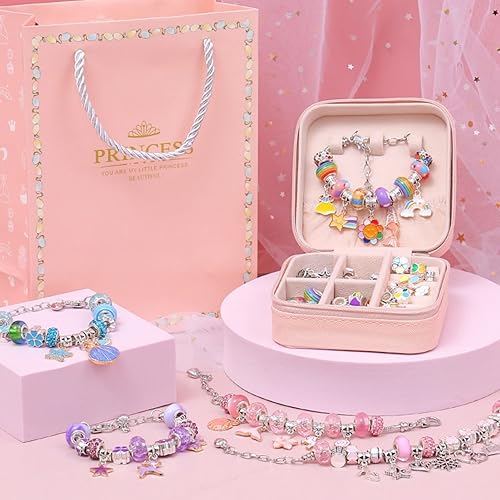 Miniatura 1 de Gaoxyima Kit de fabricación de pulseras para niñas, la caja de regalo contiene 66 piezas de kit de fabricación de joyas para niñas de 6 a 12 años de