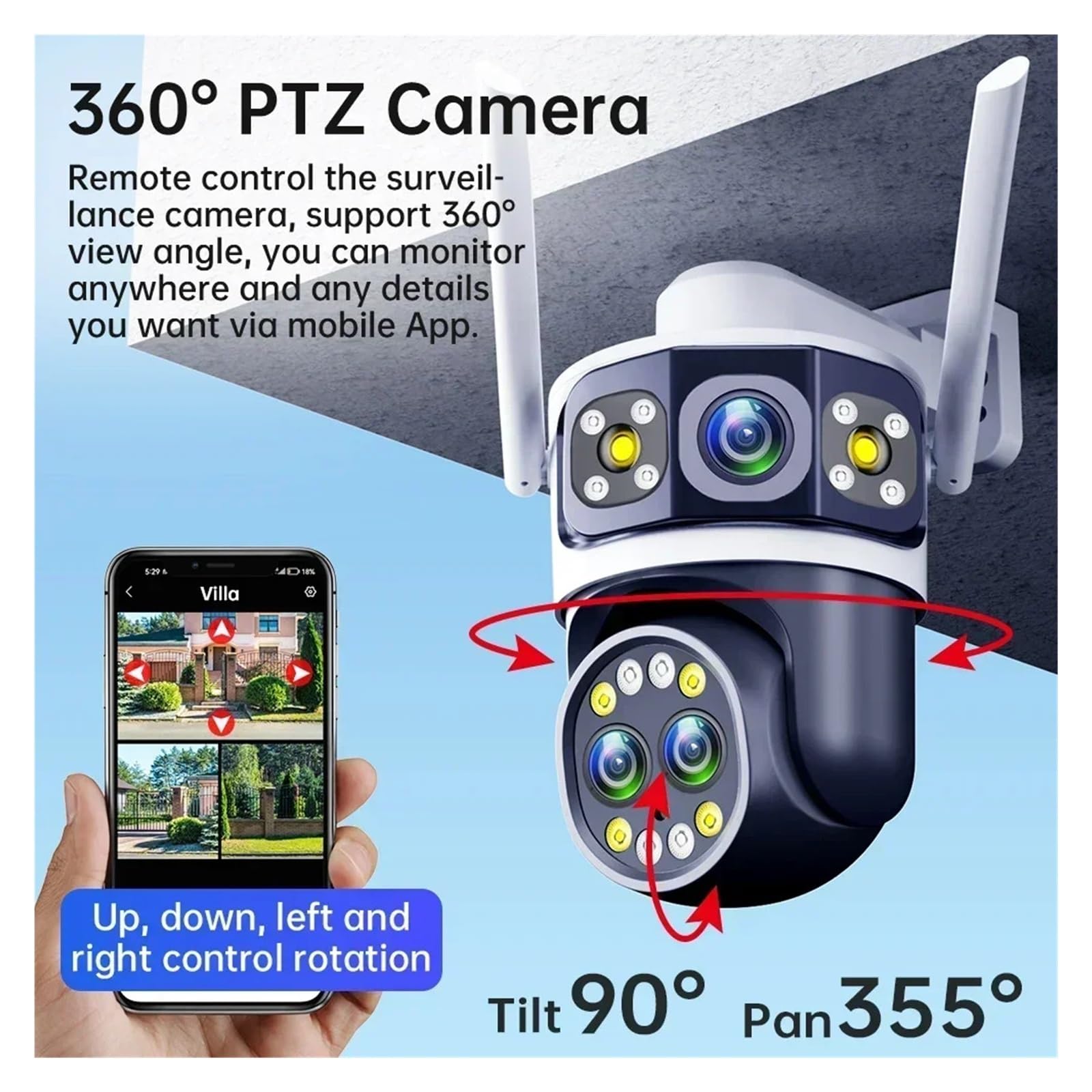 Telecamera WiFi for esterni da 8MP 6K con triplo obiettivo