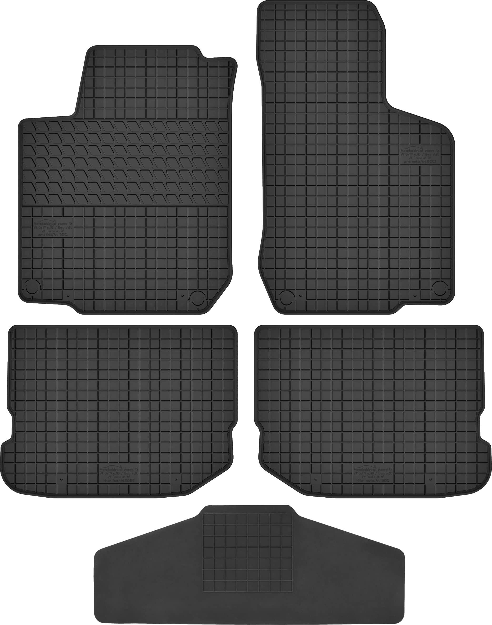 Tapis de sol en caoutchouc pour Volkswagen Golf IV avec cache tunnel
