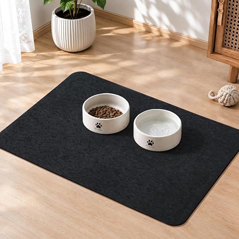 PADOOR Dog Food Mat, Waterproof Cork Pet Feeding Mat 16"x...