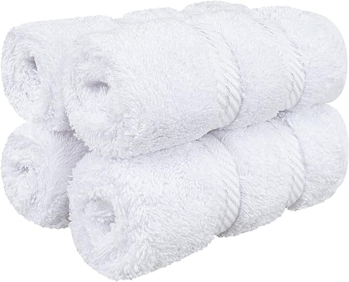 American Soft Linen Luxury Washcloths for Bathroom White Washcloths