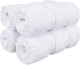 American Soft Linen Luxury Washcloths for Bathroom, 600 GSM 100% Cotton 4 Piece Turkish Wash Cloth Set, 13x13 in Soft Rags for Body and Face, White Washcloths