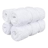 American Soft Linen Luxury Washcloths for Bathroom, 600 GSM 100% Cotton 4 Piece Turkish Wash Cloth Set, 13x13 in Soft Rags for Body and Face, White Washcloths