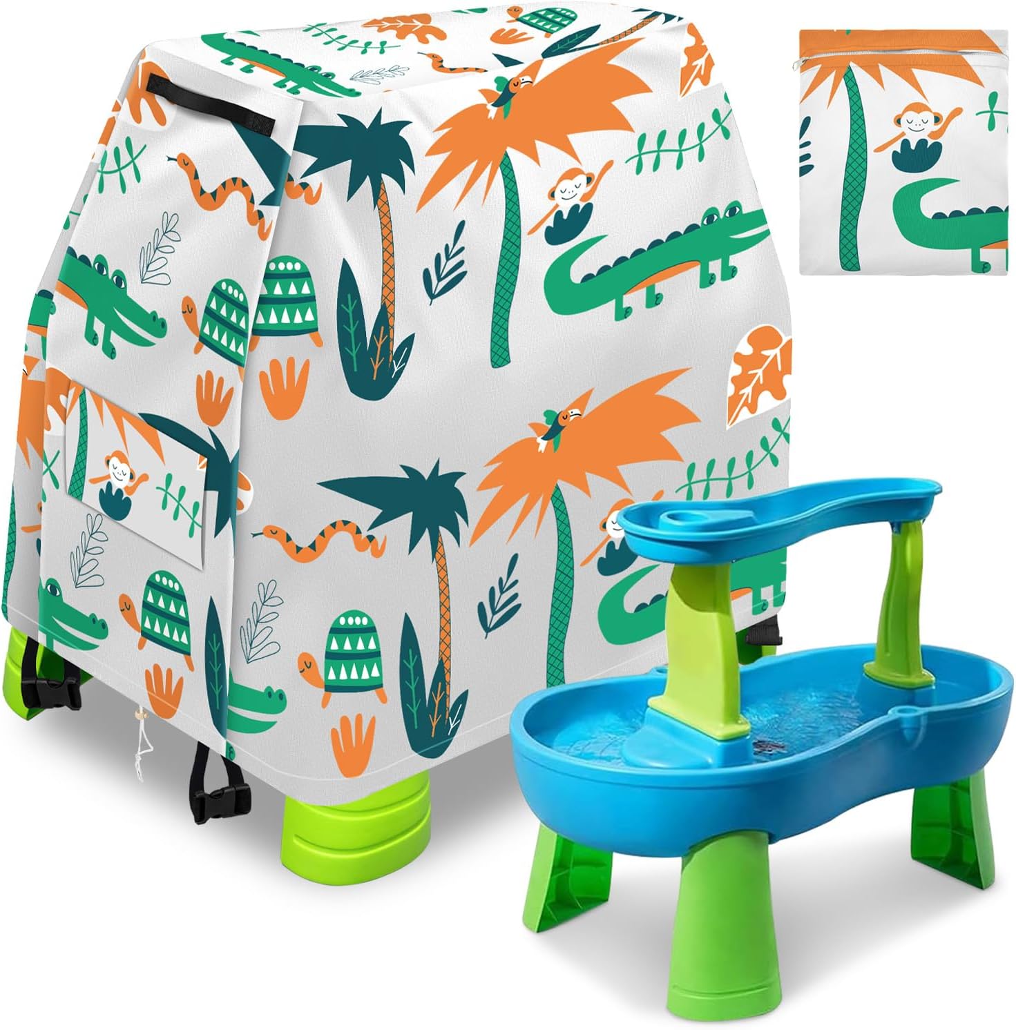 Intoypad Kids Water Table Cover for Step2 Water Table Accessories Jungle | Outdoor Waterproof Sunshade Dust Cover for Toddlers 1-3 Outdside Step 2 Watertable Toys for Kids Ages 3-5 - Cover Only