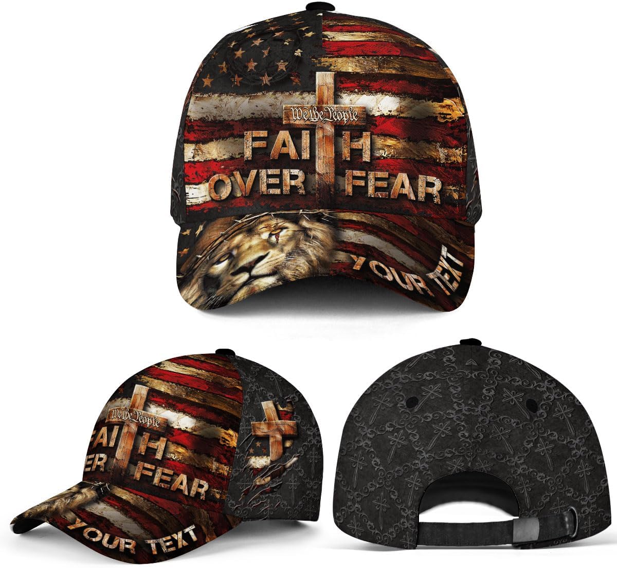 Custom Faith Over Fear Hats for Men Women, Christian Hats, Customized Cross Hats, Christian Gifts for Men, Jesus Hat