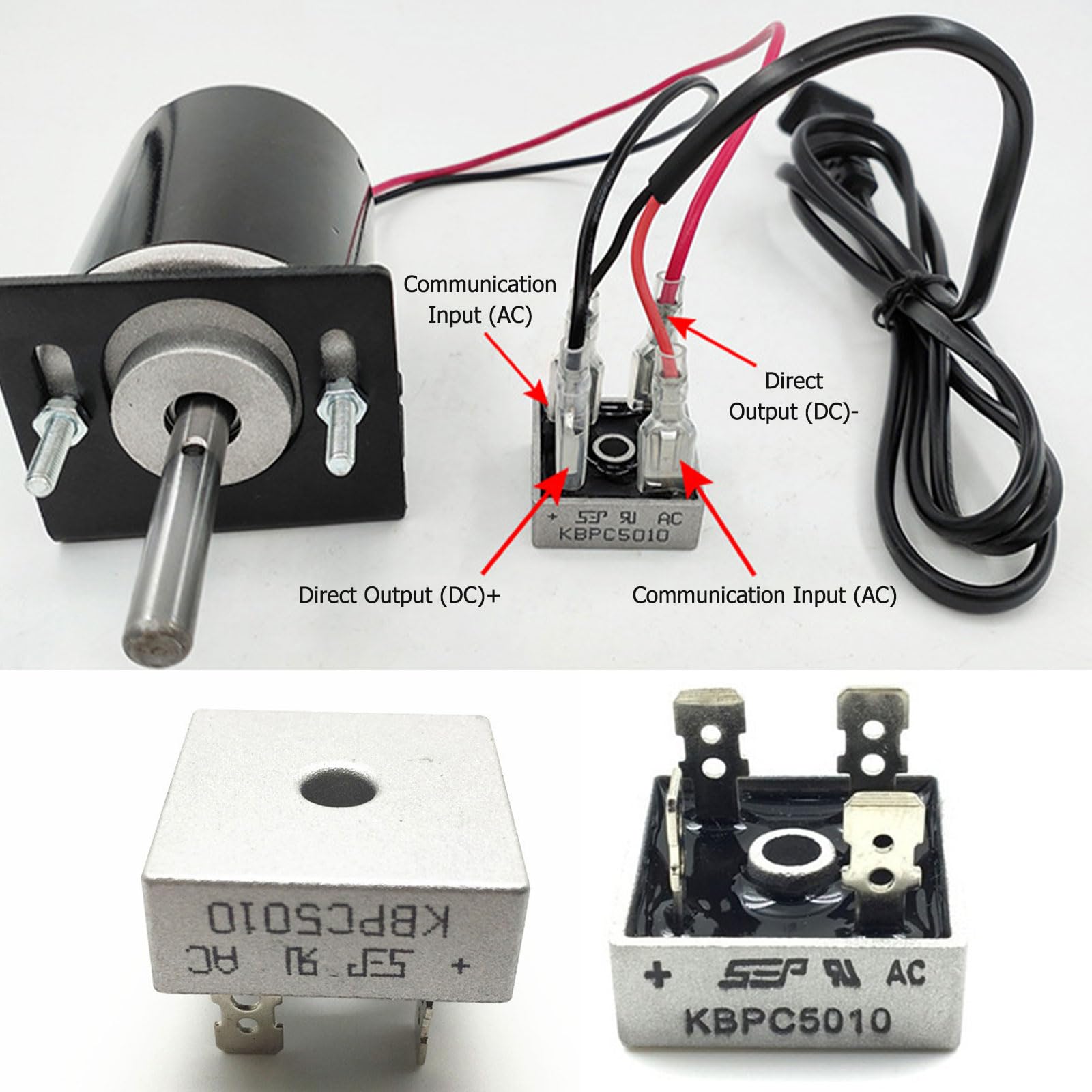 Rectificadores De Puente De 50 A, 5 Pcs Diodo Rectificador Monofásico, KBPC5010 Rectificador De Puentes De Diodo De Silicio, 1000 V, Con Carcasa De Metal, 4 Pines, Orificio De Paso