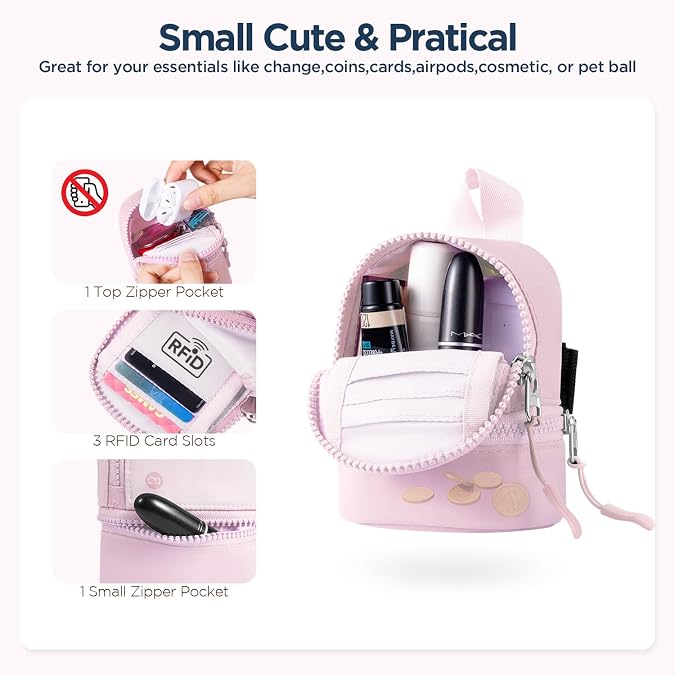 Mini Shoulder Bag Women Nylon Crescent Bag Underarm Shoulder Purse & Mini Backpack Keychain Wristlet Pouch Small Change Coin Purse Cute Zipper Wallet With 3 RFID Card Slots