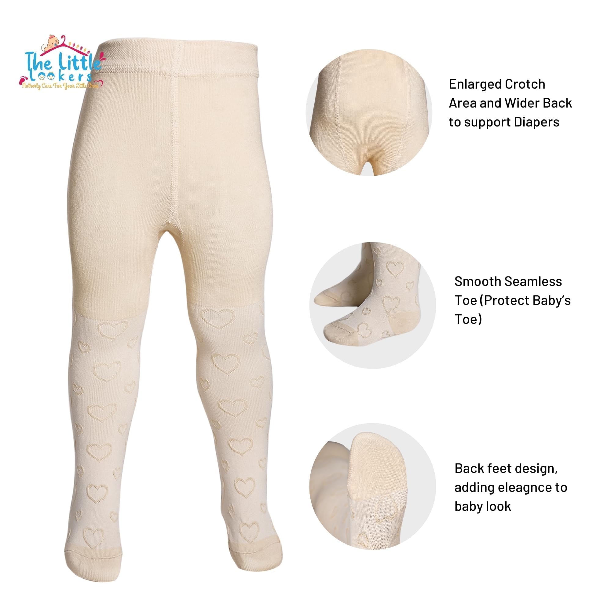 THE LITTLE LOOKERS Baby Tights Thick Toddler Seamless Knit Leggings Solid Cotton Stockings Footed Pants Pantyhose for 5 Months - 2 Years Baby (6 Months-24 Months, Skin) 2