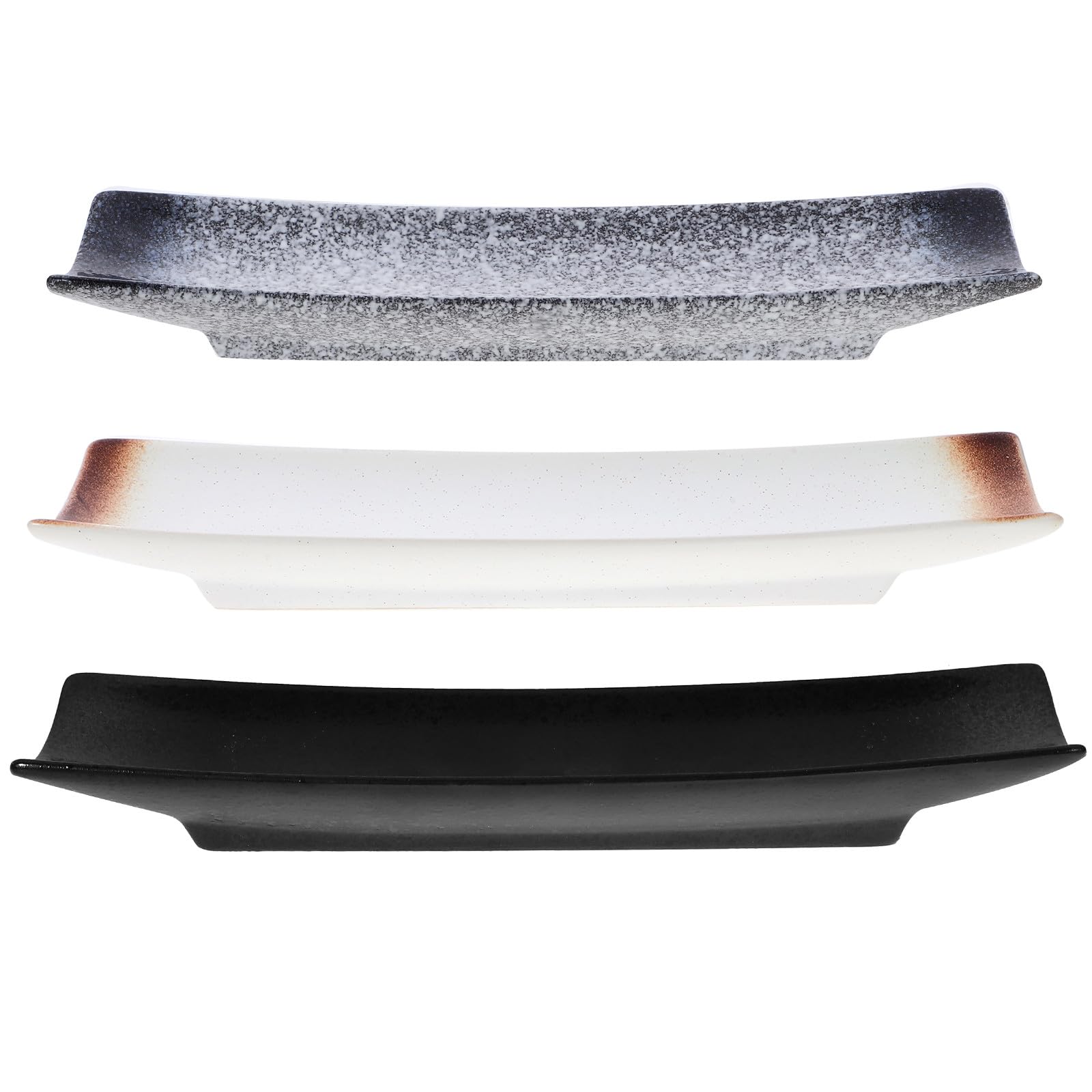 Assiette à Sushi en Céramique Japonaise 3 Pièces, Plat Rectangulaire | Service pour Sushis, Vaisselle pour Dîners Familiaux et Fêtes Spéciales, Style Japonerie, Format Long Style Aléatoire