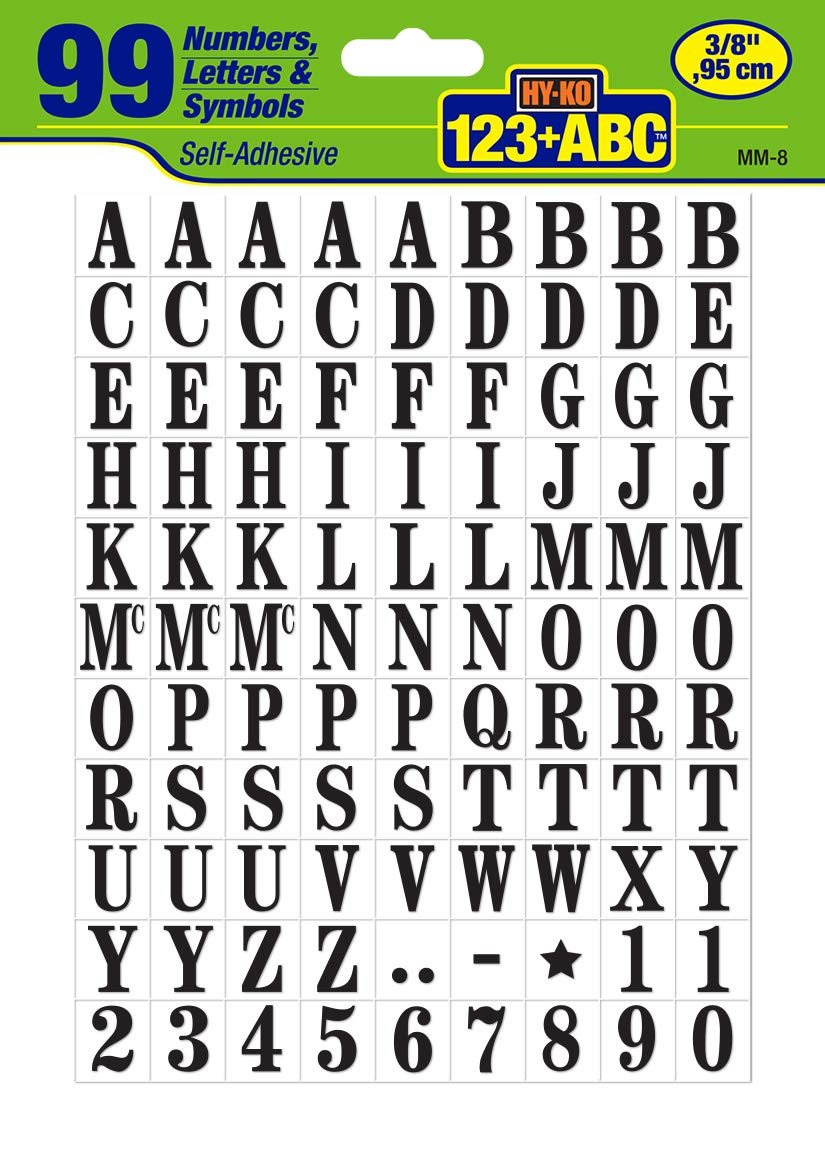 Hy-Ko Packaged Numbers &amp; Letters, DIY Address Number Stickers for Deliveries and Navigation, Self-Adhesive House Decals for Siding, Door, Mailboxes
