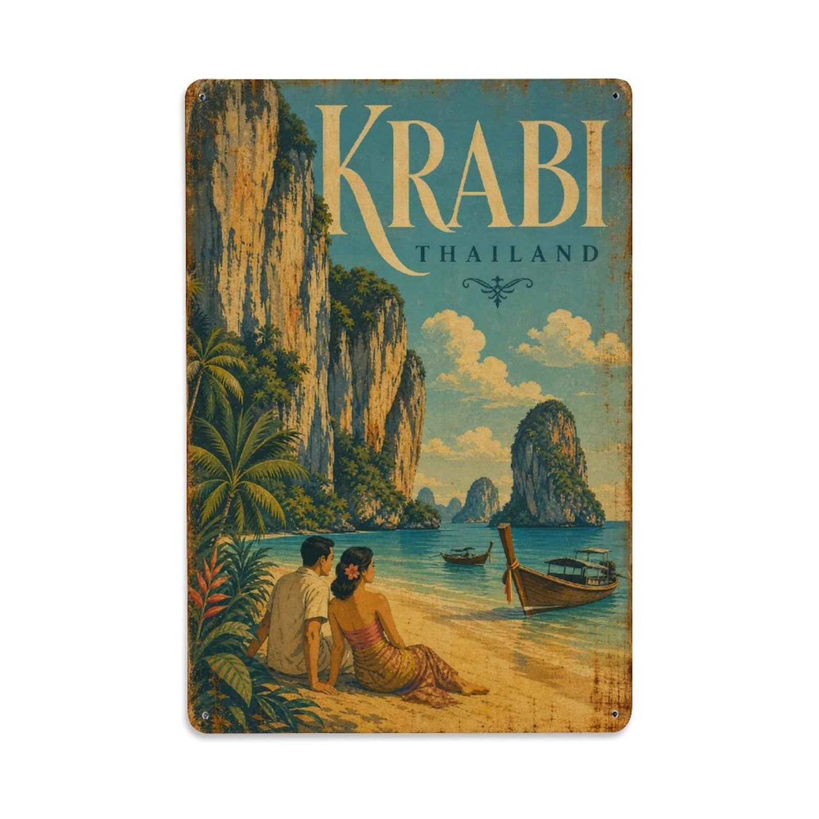 Metal Tin Sign Travel Retro Thailand Krabi