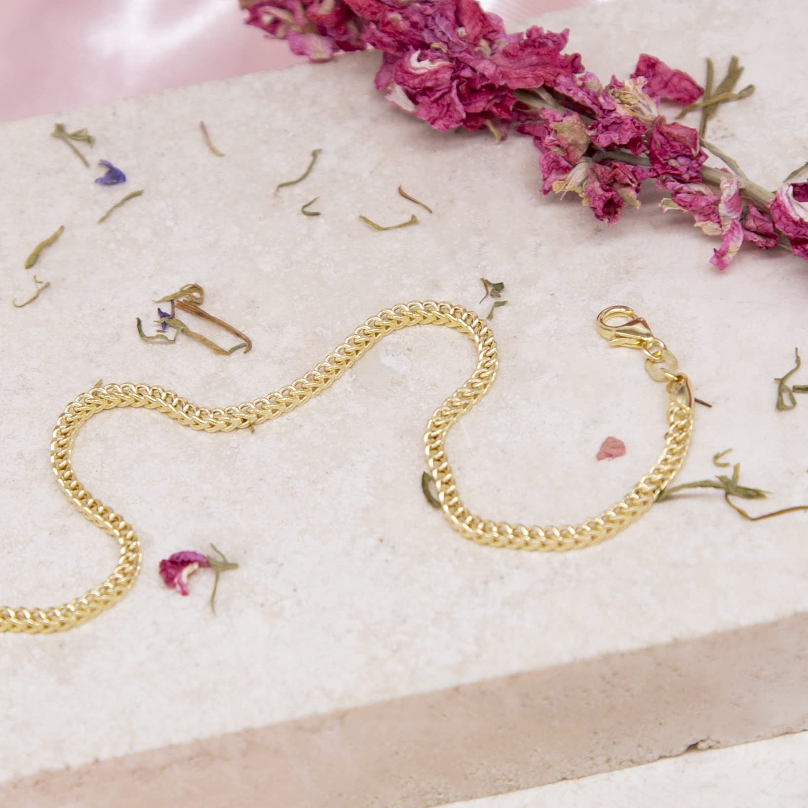 CARISSIMA Bracciale da Donna in Oro Giallo 9ct con Maglie Franco da 2mm, Lunghezza 20cm/8"