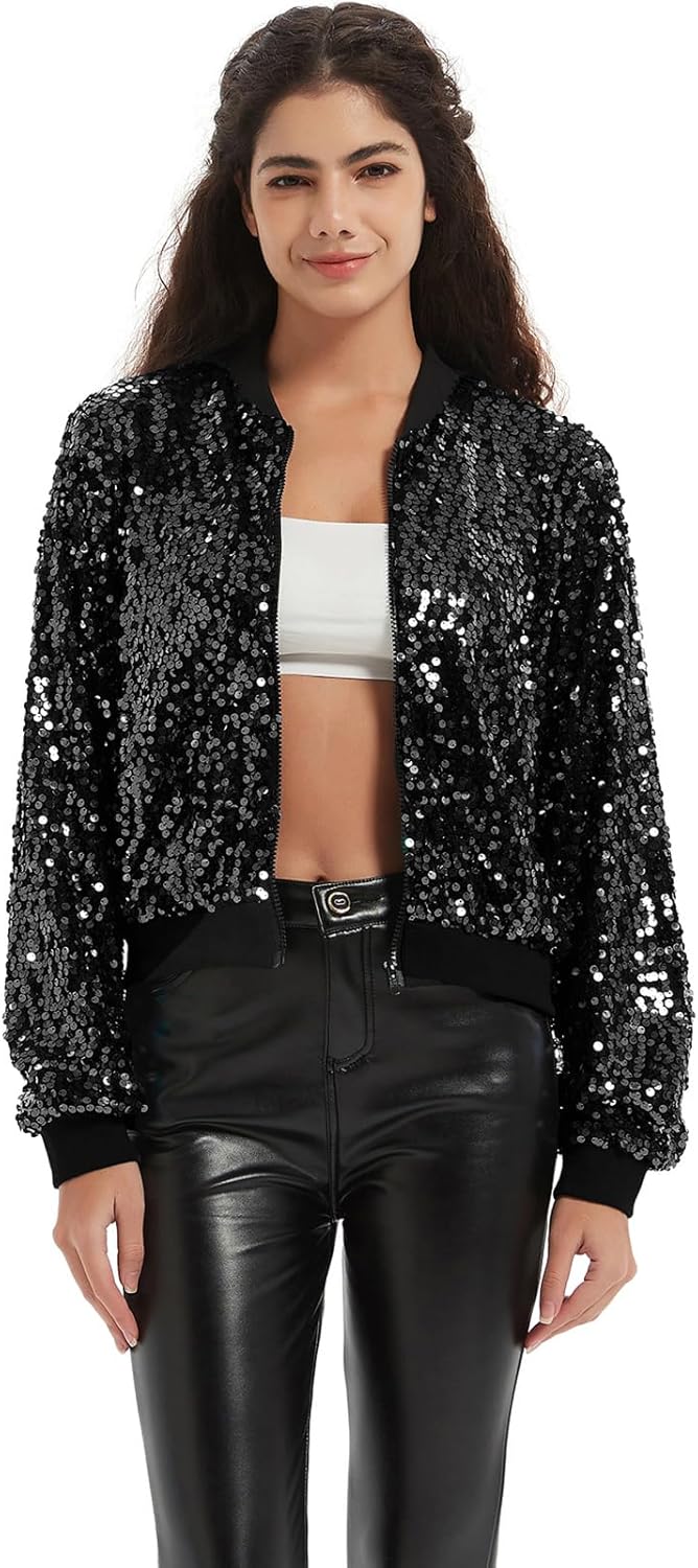 Womens Sequin Jacket Long Sleeve OpenZipper Fahion Nigeria Ubuy