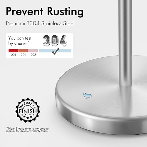 Miniatura 5 de KES Soporte de papel higiénico SUS 304 Acero inoxidable Pedestal a prueba de óxido Soporte de rollo de papel de tocador Soporte de piso Moderno