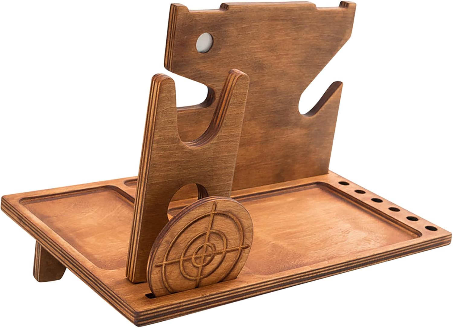 Night stand - Gun tray organizer - Wood gun holder with watch charger - Ideal for police officers - Law enforcement gifts for him