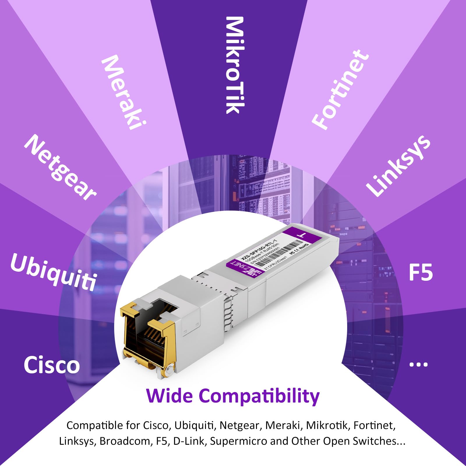 Ricetrasmettitore SFP+ a RJ45 10GBASE-T, Modulo Multi-Rate 1/2.5/5/10G Rame per Cisco, Ubiquiti, Mikrotik