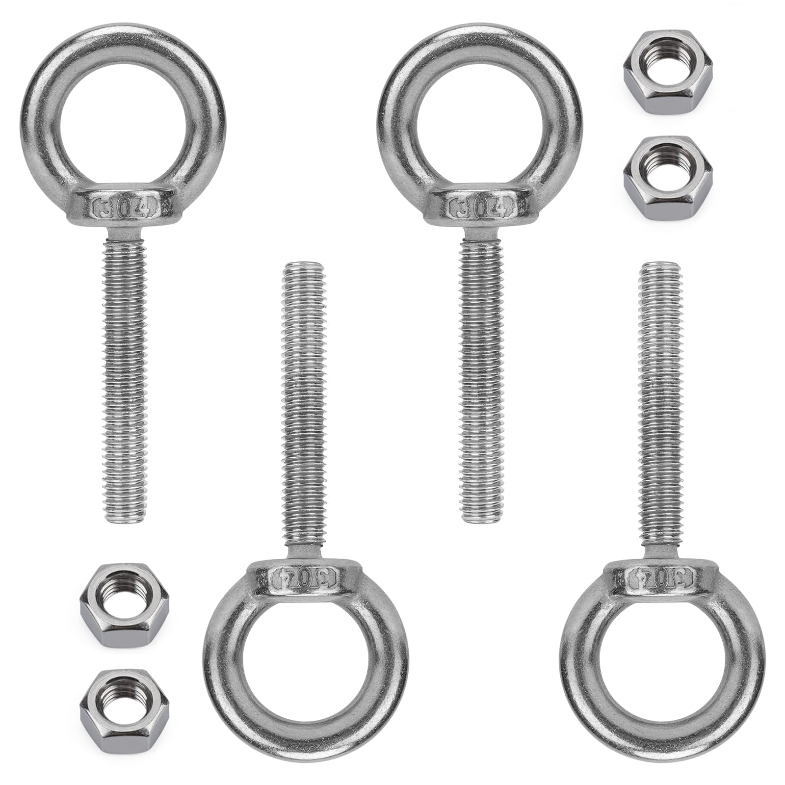Pernos de ojo M8 con tuercas en acero inoxidable para reparar muebles y columpios 8