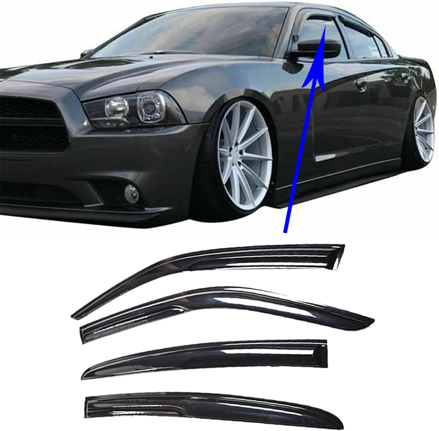 labwork Window Visor Replacement for 2011-2020 Charger Slim Style Acrylic Black Sun Rain Guards Cover Wind Deflector 2012 2013 2014 2015 2016 2017 2018 2019 2020