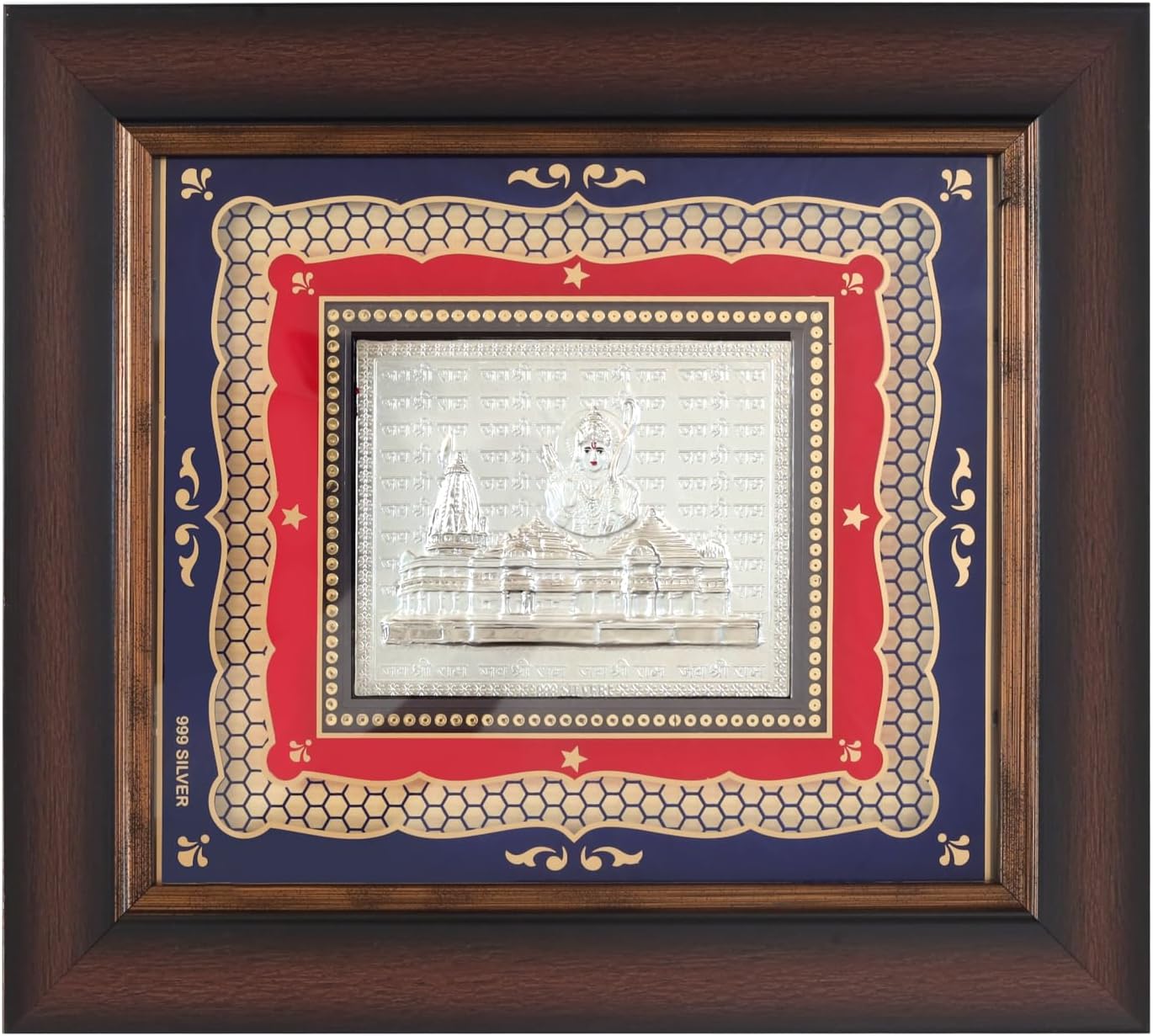 999 Pure Silver 12x11 inch Shri Ram Mandir Frame for Decor, God Frame in Silver, Perfect for Gifting or Storing in The Pooja Room, Office, or Home