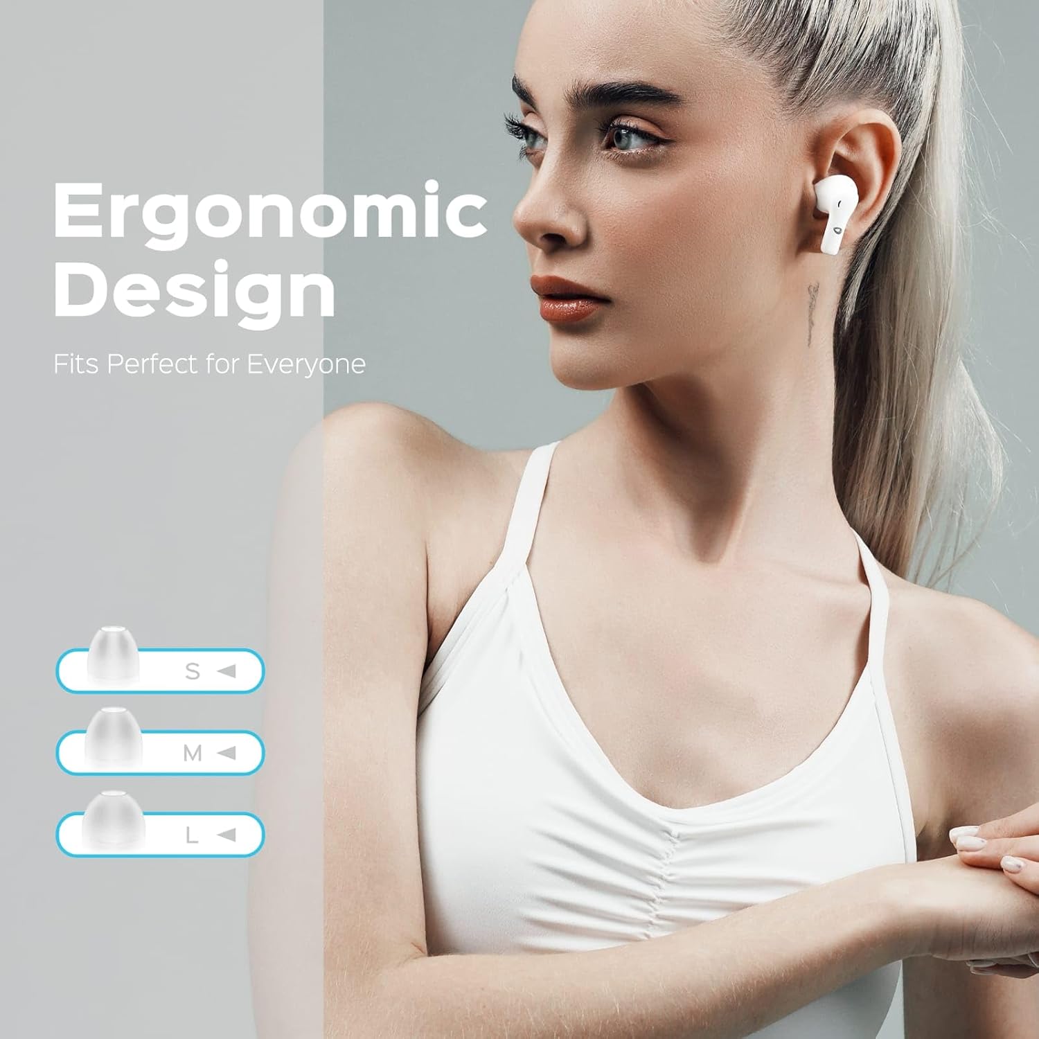 Beleth Earset Pro1 Wireless Earbuds Bluetooth 5.4 Headphones, Dual Connectivity, 50H Playtime, ENC/ANC Noise Cancelling, Deep Bass, LED Display, Wireless Charging Case – White