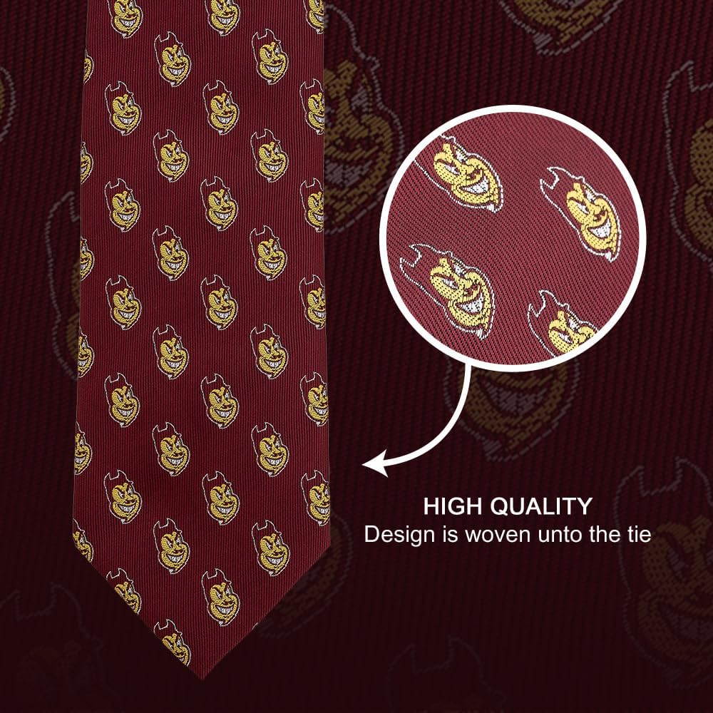 Desert Cactus Arizona State University Neck Tie ASU Sun Devils 100% Polyester Necktie with Logo, Officially Licensed (Tie D)