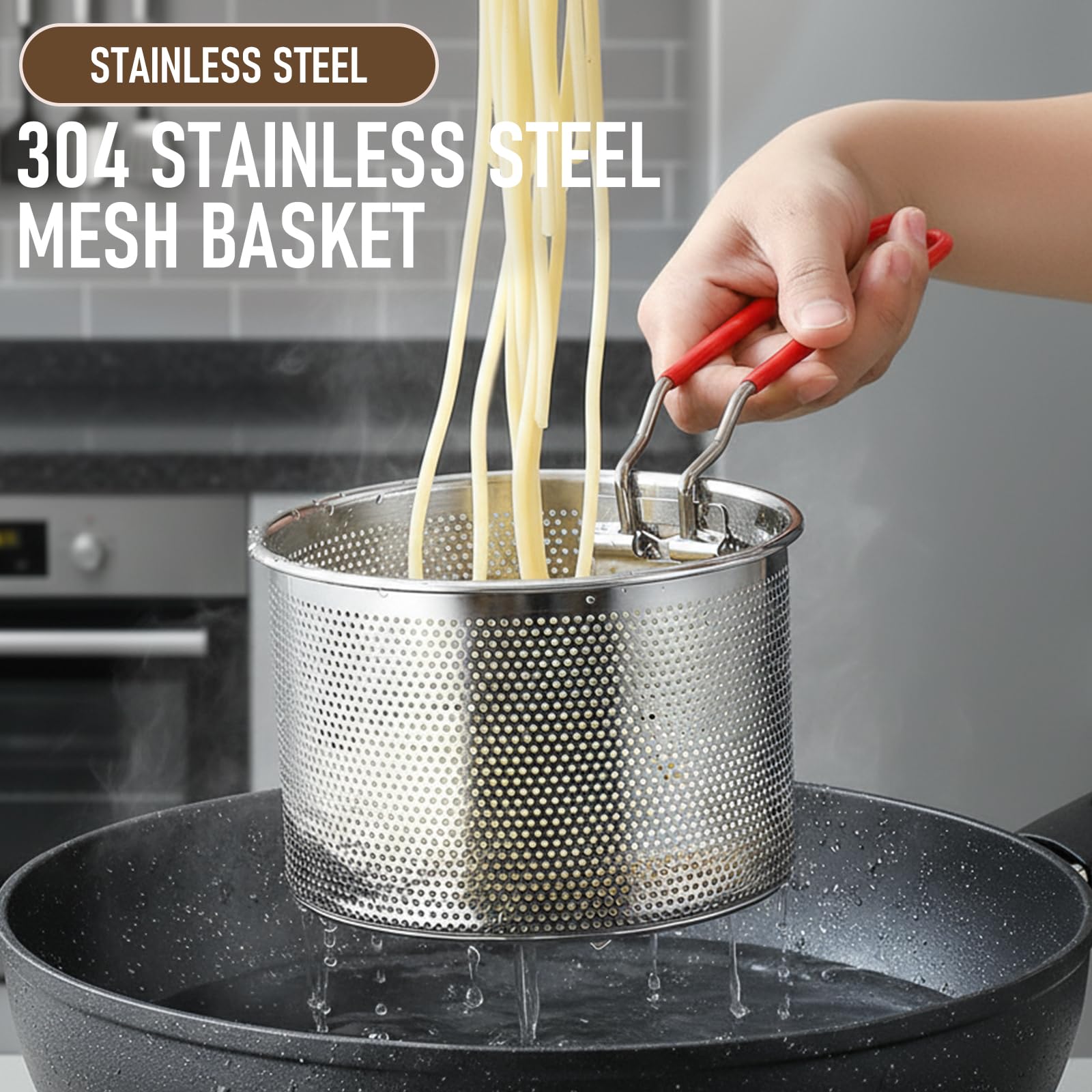Zeef Roestvrij staal frituur mand filter frietjes frituren zeef vierkante mesh drainer gootsteen mand geschikt for groente en fruit voedsel 2 stuks Mesh Mand