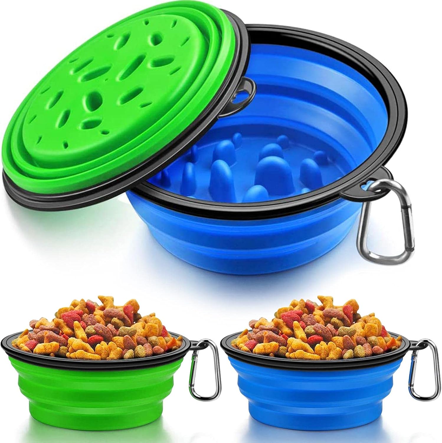 Collapsible Dog Bowl, Collapsible Dog Water Bowls, Portable Pet Feeding Watering Dish for Cats Dogs Walking Parking Traveling with…