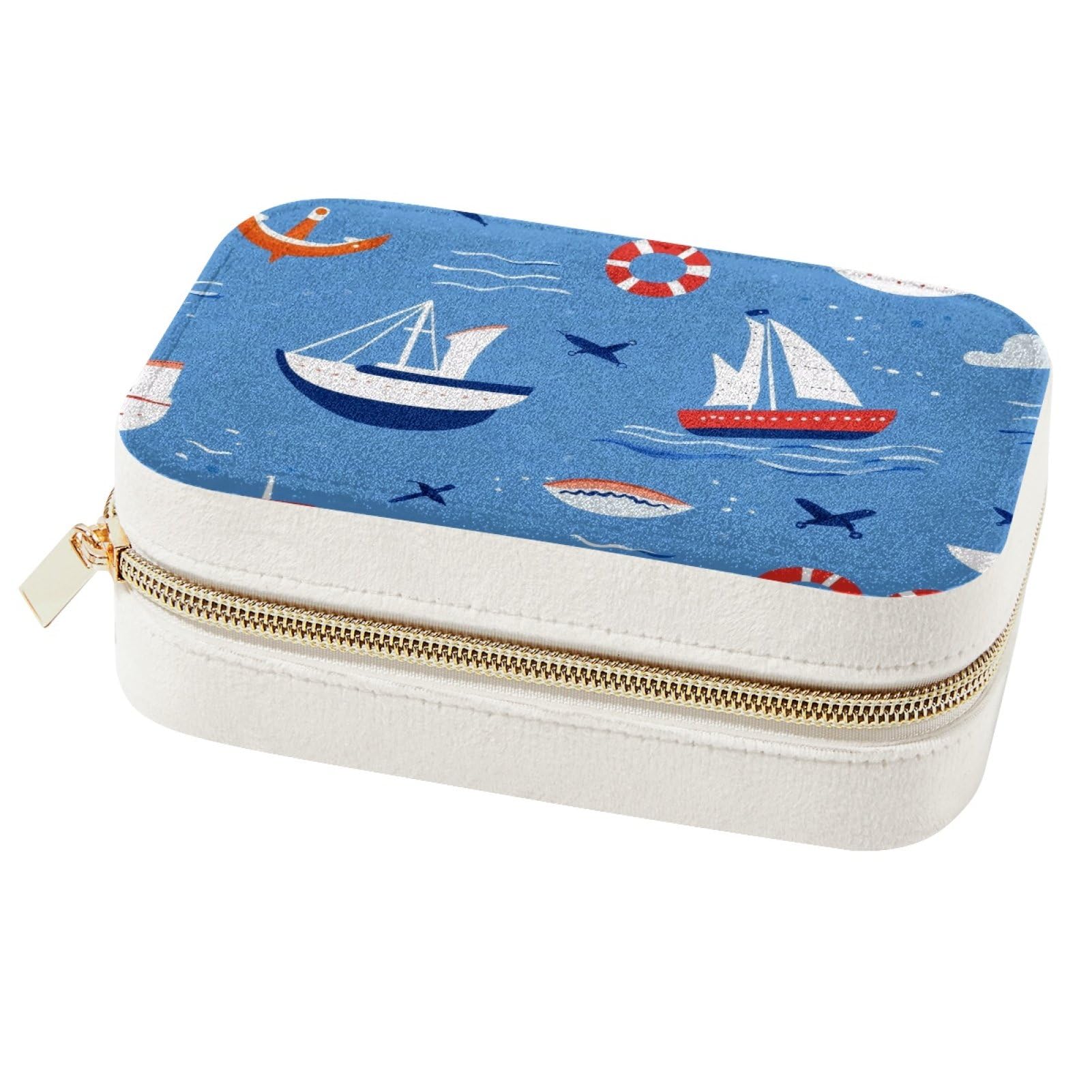 Rangement bijoux voyage bleu compact pour bagues et colliers