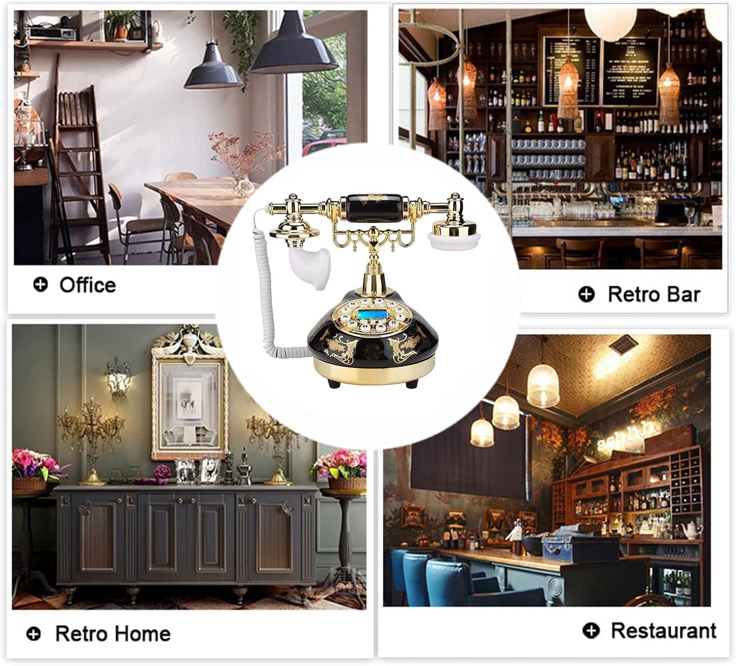 Antique Wired Phone with Caller ID System, Vintage Retro Fixed Phone Handset for Home Office Hotel Decor