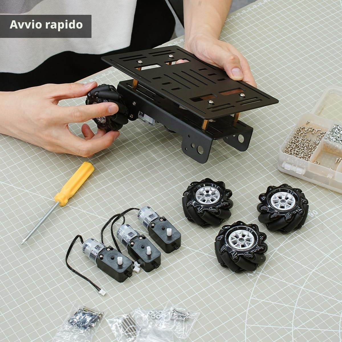 LewanSoul Mecanum - Kit per auto con telaio in lega di alluminio, motore TT e ruote Mecanum da 60 mm, robot intelligente, kit fai da te (non assemblato)