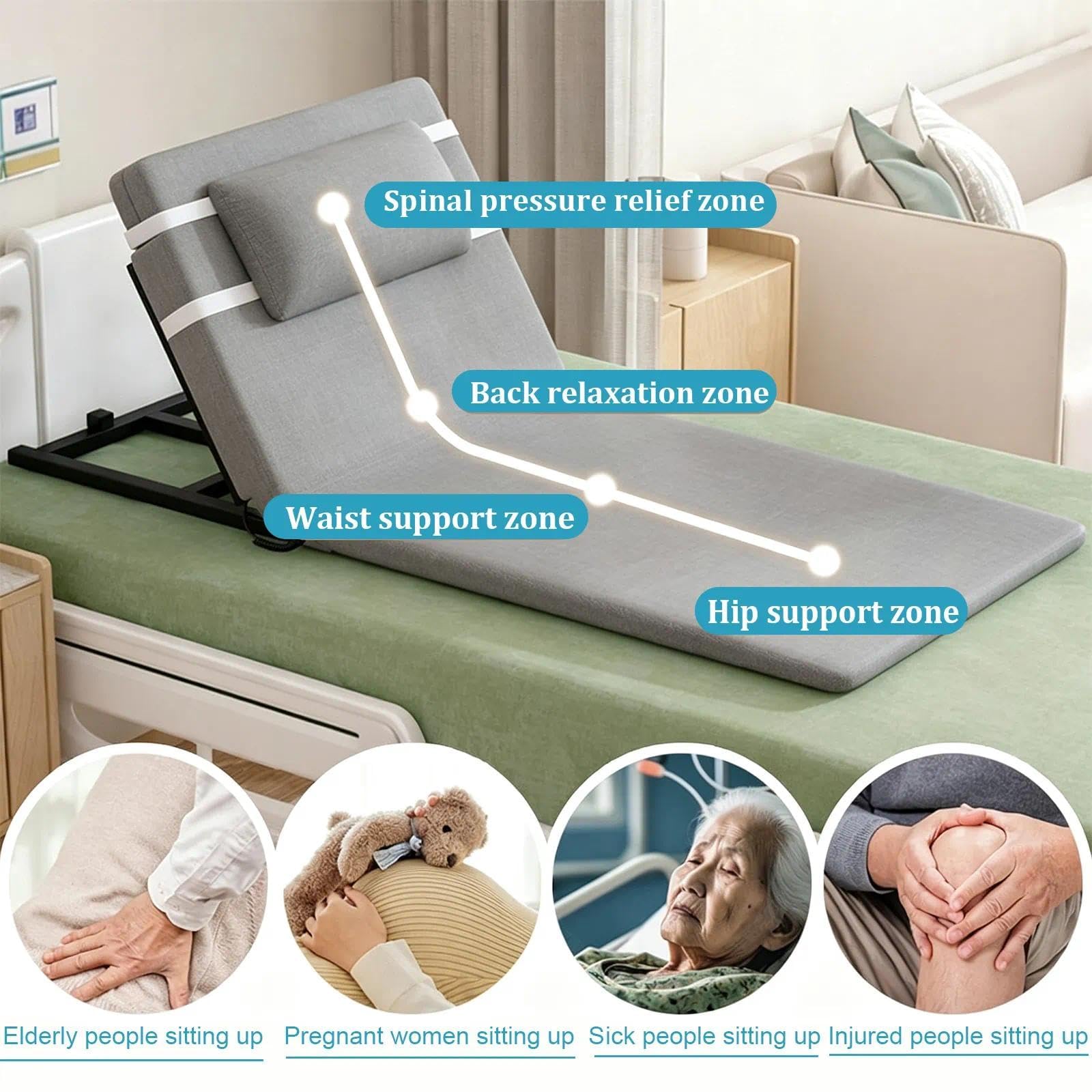 Ayuda De Espalda Ajustable Para Personas Mayores Y Discapacitadas(Crema) | Soporte para el cuello la cabeza y la zona lumbar