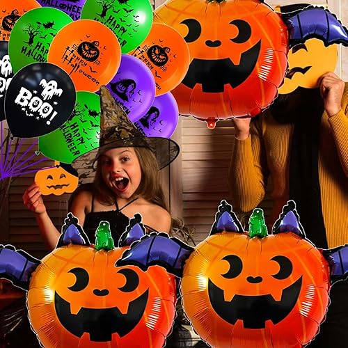 Miniatura 74 de Globos de aluminio de Halloween, globos de cumpleaños de Halloween, número 1, araña, momia, calabaza, murciélago, fantasma, globos para decoración