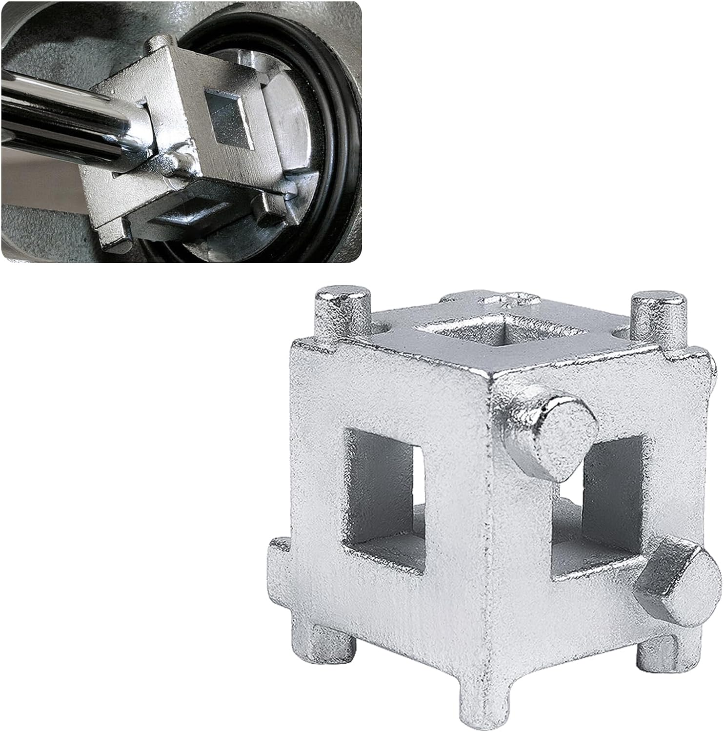 Car Cube Brake Caliper Compression Tool with 3/8" Square Drive, Steel Disc Brake Piston Wind Back Tool - Universal for Vehicle Rear Disc Brakes, Durable Caliper Piston Adjuster/Remover Adapter